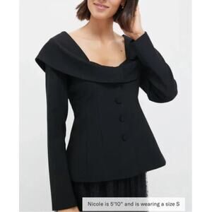 Tuckernuck Black Monroe Top Long Sleeves Button Front Work or Evening Party, S